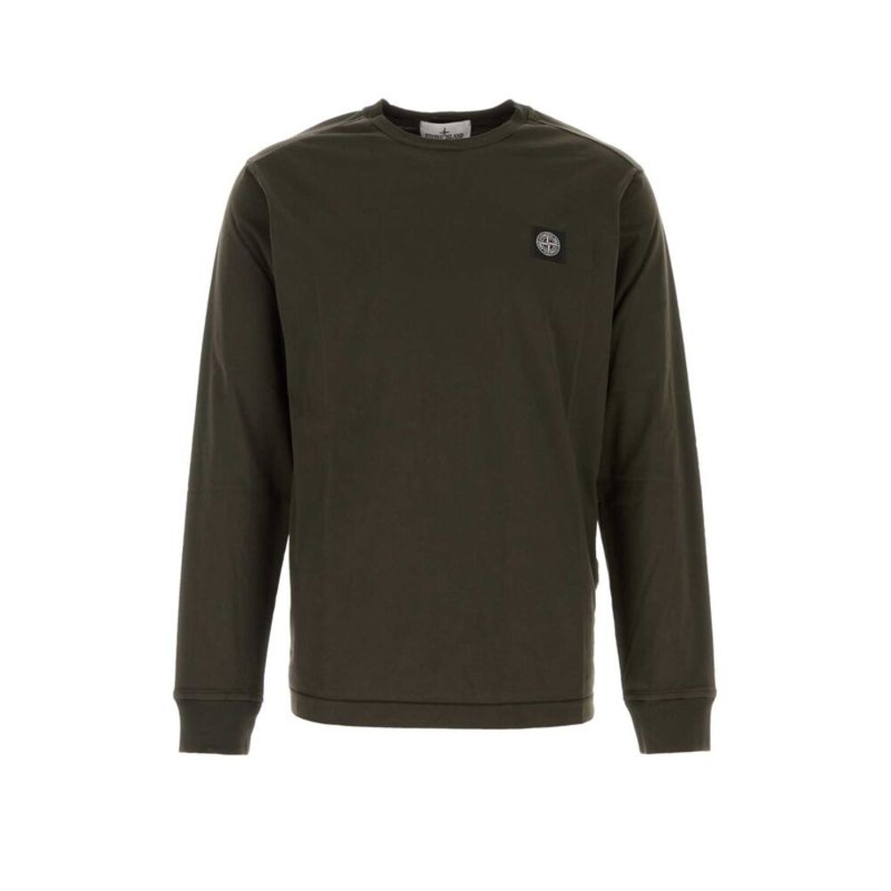 Stone Island Men Khaki Cotton T-Shirt